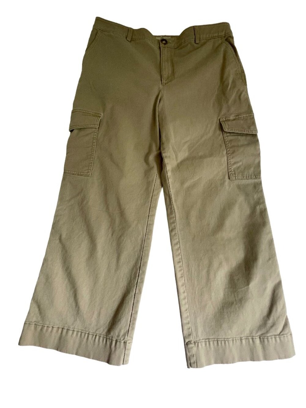 LOFT Khaki Wide Leg Cropped Cargo Pants 16P